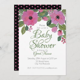 水彩ピンクフローラベビーシャワーカード 招待状