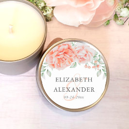 水彩ピンクフローラモノグラム結婚ズ ラウンドシール