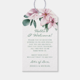 水彩ピンクフローラユーカリ結婚の歓迎 ギフトタグ