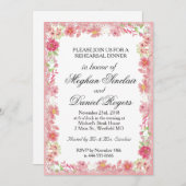 水彩ピンクフローラリハーサルディナー招待状 招待状 (正面/裏面)