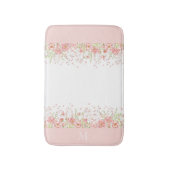 水彩ピンクフローラワイルドフラワーズモノグラム バスマット (正面縦)