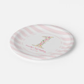 水彩ピンクフローラワン第1誕生日 ペーパープレート (アングル)