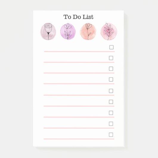 水彩ピンクフローラ一覧 ポストイット (正面)