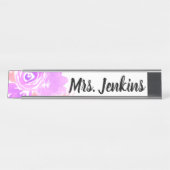 水彩ピンクフローラ先生デスク名プレート デスクネームプレート (正面)