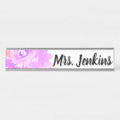 水彩ピンクフローラ先生デスク名プレート デスクネームプレート (正面)