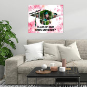 水彩ピンクフローラ卒業写真コラージュ ポスター