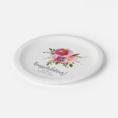 水彩ピンクフローラ卒業 ペーパープレート (アングル)