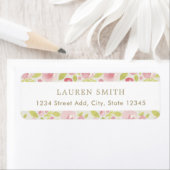 水彩ピンクフローラ差出人住所 ラベル (インサイチュ)