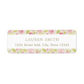 水彩ピンクフローラ差出人住所 ラベル (正面)