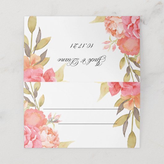 水彩ピンクフローラ座席表 プレイスカード (外部開封)