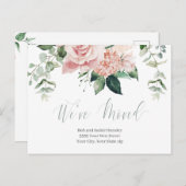 水彩ピンクフローラ引っ越しました発表 ポストカード (正面/裏面)