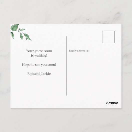 水彩ピンクフローラ引っ越しました発表 ポストカード (裏面)