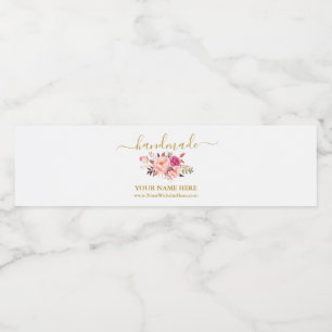 水彩ピンクフローラ手作り周回ラベル ペットボトルラベル