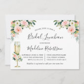 水彩ピンクフローラ書道ブライダル昼食会 招待状 (正面)