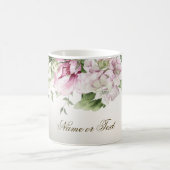 水彩ピンクフローラ枠光沢ブロンズエレガント コーヒーマグカップ (中央)