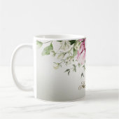 水彩ピンクフローラ枠光沢ブロンズエレガント コーヒーマグカップ (左)