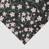 水彩ピンクフローラ植物黒パターン 薄葉紙 (詳細)