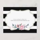 水彩ピンクフローラ白黒結婚の詳細 エンクロージャーカード (裏面)