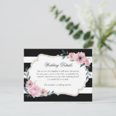 水彩ピンクフローラ白黒結婚の詳細 エンクロージャーカード (スタンド正面)