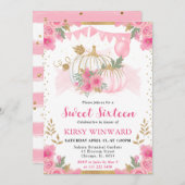 水彩ピンクフローラ秋カボチャ甘い16 招待状 (正面/裏面)