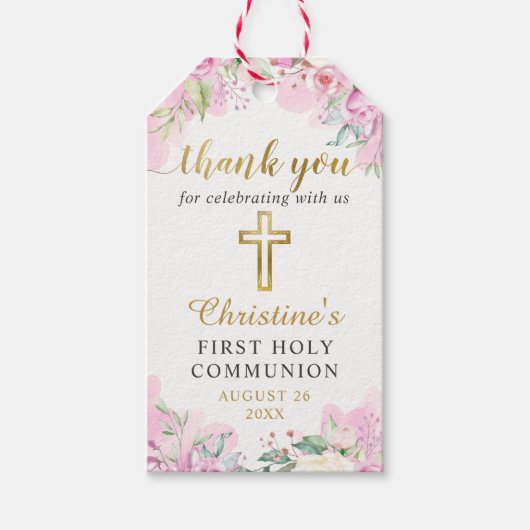 水彩ピンクフローラ第1聖域 ギフトタグ (正面)