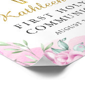 水彩ピンクフローラ第1聖餐式へようこそ ポスター (角)