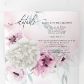 水彩ピンクフローラ結婚すべて 三つ折り招待状 (内部最初)
