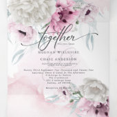 水彩ピンクフローラ結婚すべて 三つ折り招待状 (内部中)