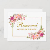 水彩ピンクフローラ結婚の大きな予約カード ポストカード (正面/裏面)