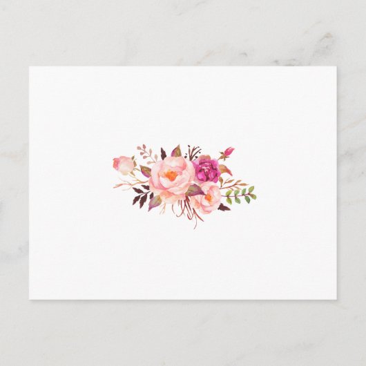 水彩ピンクフローラ結婚の大きな予約カード ポストカード (裏面)