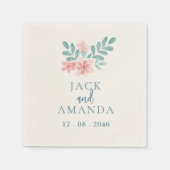 水彩ピンクフローラ結婚の装飾ナプキン スタンダードカクテルナプキン (正面)