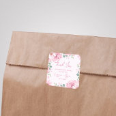 水彩ピンクフローラ結婚ズサンキュースクエア スクエアシール