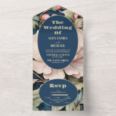 水彩ピンクフローラ結婚ズ オールインワン招待状 (内側)