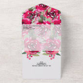 水彩ピンクフローラ結婚ズ オールインワン招待状 (外側)