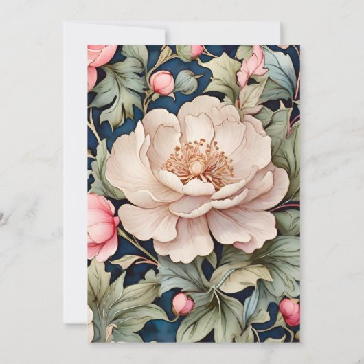 水彩ピンクフローラ結婚ズ セーブザデート (裏面)