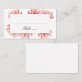 水彩ピンクフローラ結婚ズ。庭の花 プレイスカード (正面/裏面)