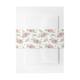 水彩ピンクフローラ結婚ズ 招待状ベリーバンド