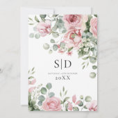 水彩ピンクフローラ結婚ズ 招待状 (裏面)