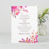 水彩ピンクフローラ結婚ズ。植物園 招待状 (スタンド正面)