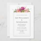 水彩ピンクフローラ結婚式招待状 招待状 (正面)
