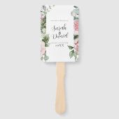 水彩ピンクフローラ結婚式 プログラム ハンドファン (正面)