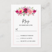 水彩ピンクフローラ結婚披露宴 エンクロージャーカード (正面)