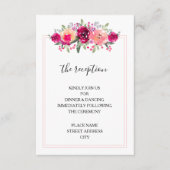 水彩ピンクフローラ結婚披露宴 エンクロージャーカード (正面)