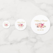 水彩ピンクフローラ結婚金ゴールド コンフェッティ (裏面)