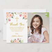 水彩ピンクフローラ聖体拝領 招待状 (正面)