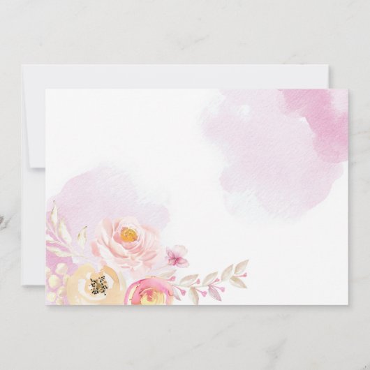 水彩ピンクフローラ聖体拝領 招待状 (裏面)