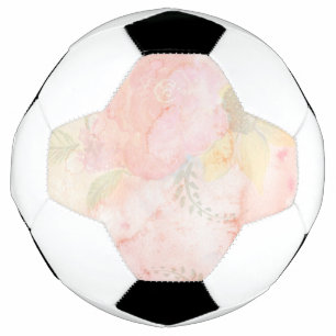 水彩ピンクフローラ背景 サッカーボール