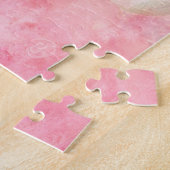 水彩ピンクフローラ背景 ジグソーパズル (側面)