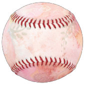 水彩ピンクフローラ背景 ソフトボール (裏面)