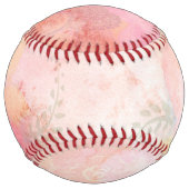 水彩ピンクフローラ背景 ソフトボール (正面)